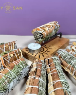 SAHUMERIO DE CANELA, NARANJA, PALO SANTO Y ROMERO